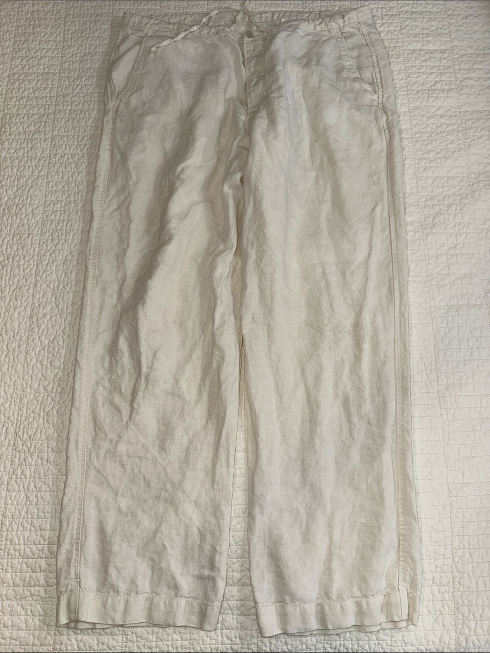 MURANO 36 x 30 Men’s Light Cream Linen Drawstring Linen Pants